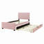 Lit plateforme tapissier en velours avec lit gigogne-141252996