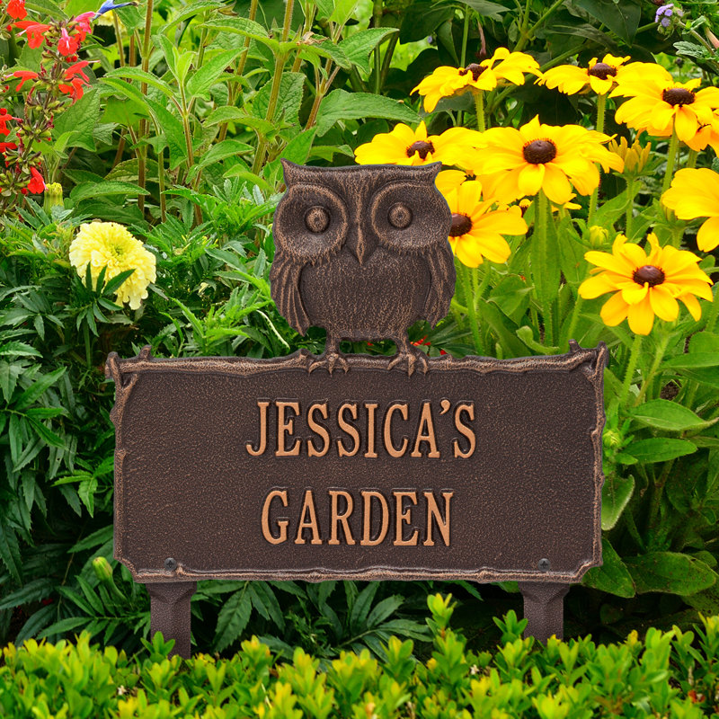 Sig pour jardin personnalisé hibou, Cuivre antique, Oui