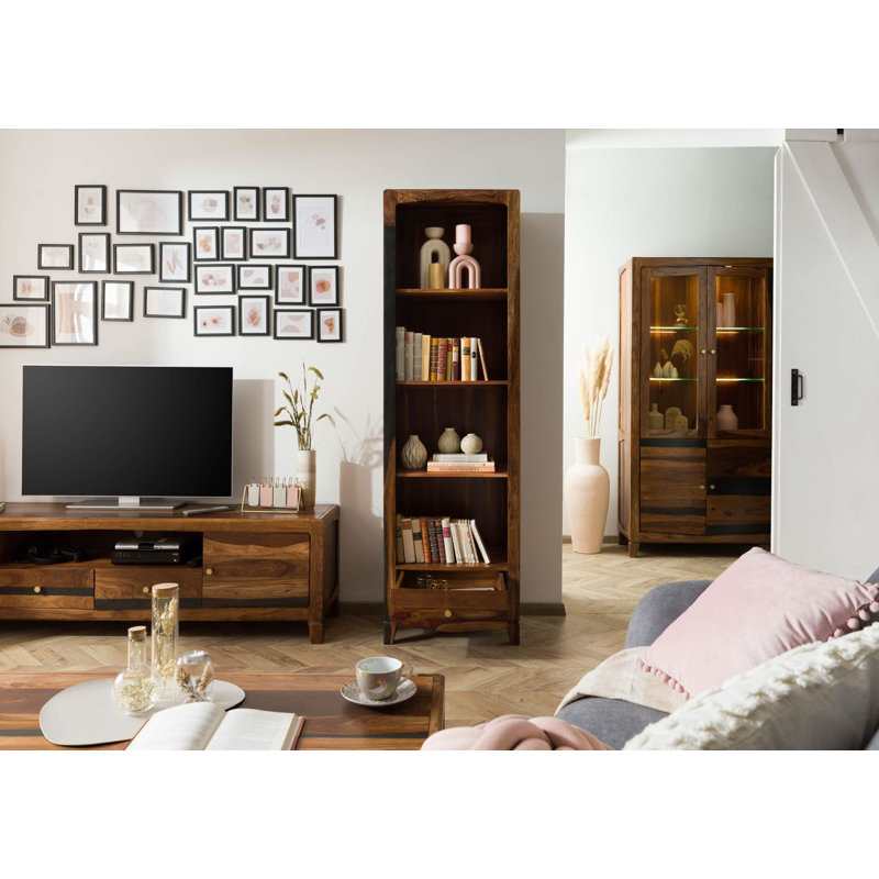Ancona 60cm W Solid Wood Shelving Unit, Painted dark brown