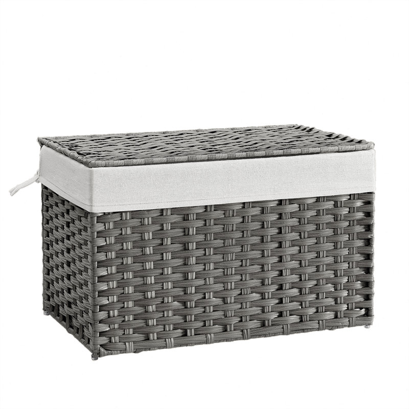 Metal Laundry Hamper with Handles, Grey