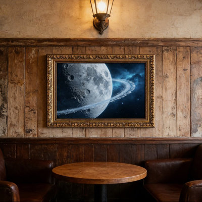Cadre mural vintage orné Deep Blue Moon Rings – Cadre décoratif doré pour œuvres d'art.