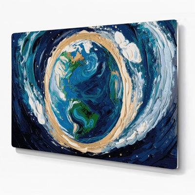 Space Earth from space Blue Metal Wall Art