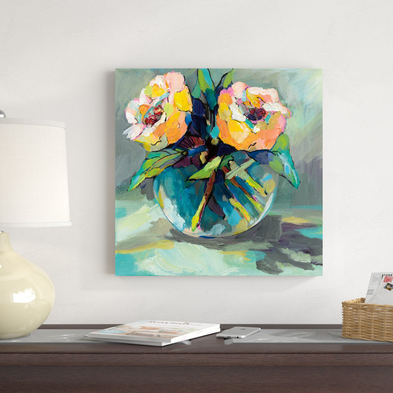 «Twins» par Jeanette Vertentes - peinture sur toile tendue, H 20 po x l 20 po x P 1,25 po