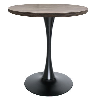 Elkton 27" Round Dining Table with MDF Top and Black Iron Pedestal Base - Seats 4 Person for Dining Room and Kitchen by Wrought Studio