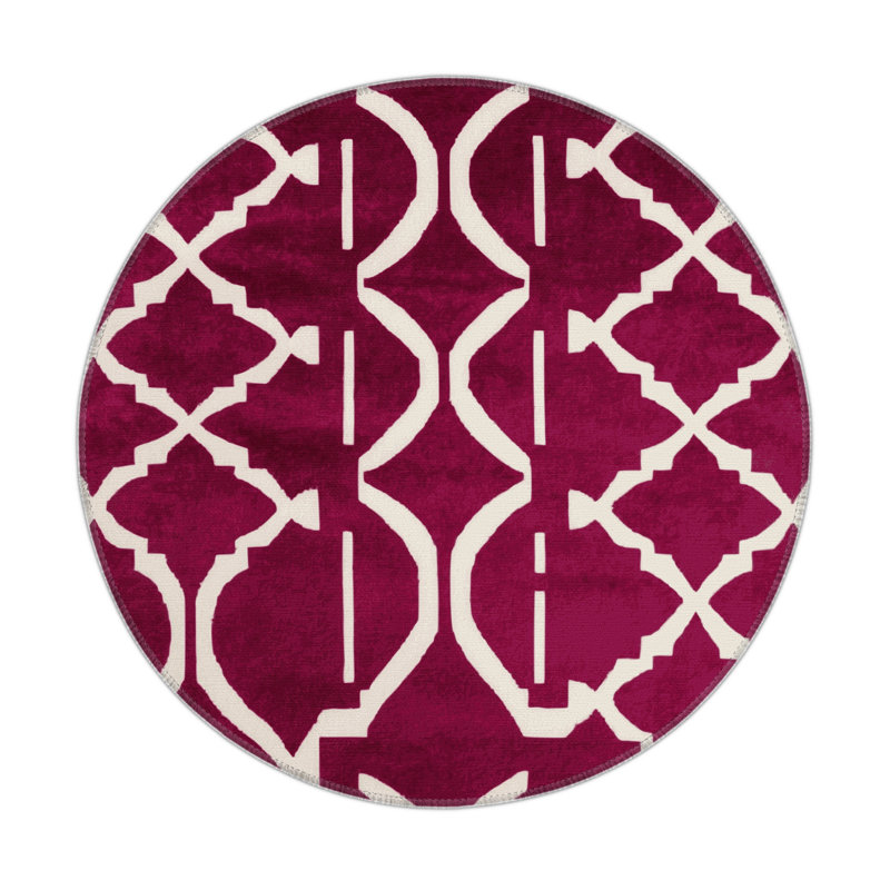 Tapis rouge intérieur et extérieur Trellis, Rond 5 pi