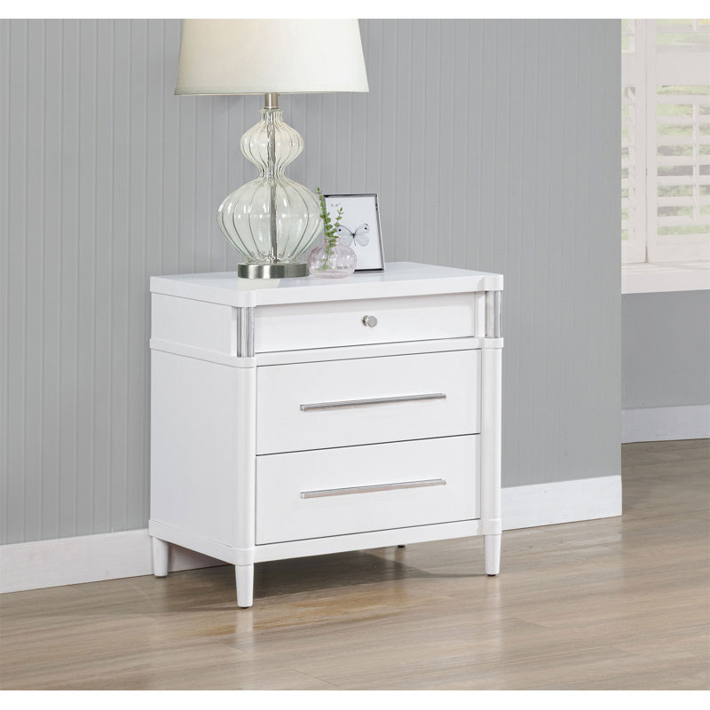 3-Drawer Nightstand With Felt Lined Top Drawer