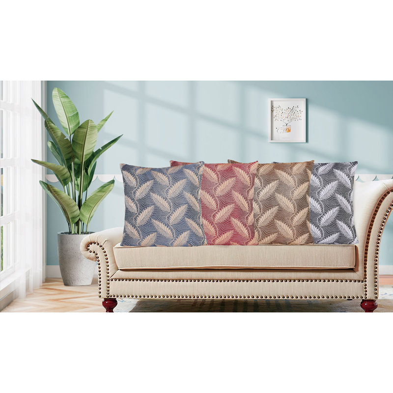 Venetian Geometric Leaves Pattern Reversible Throw Pillow, Gold