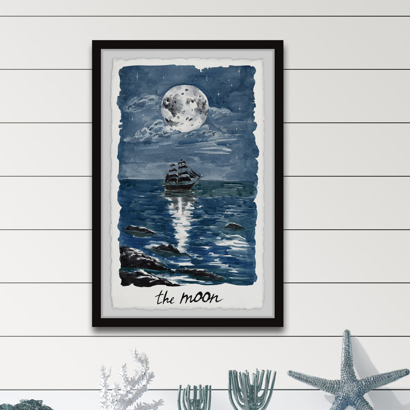 Moon Shines - Reproduction d'art graphique sur papier encadré, H 24 po x l 16 po x P 1,5 po