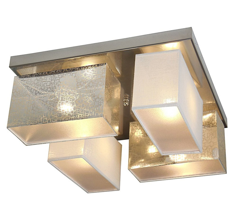Partlow Fabric Semi Flush Mount, Silver/White