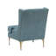 Fauteuil à oreilles moderne en chenille bleu moderne avec pieds en métal doré et dossier cousu à losanges-134541545