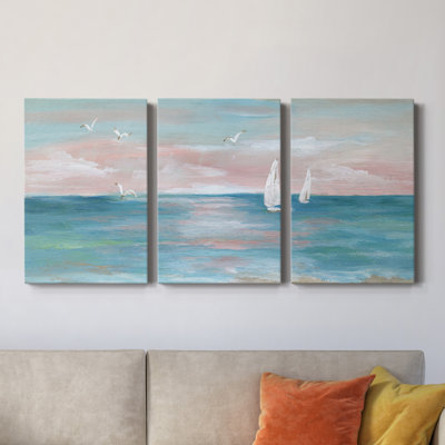 Coucher de soleil pastel - Toile tendue avec châssis de qualité supérieure - Prêt à être accroché