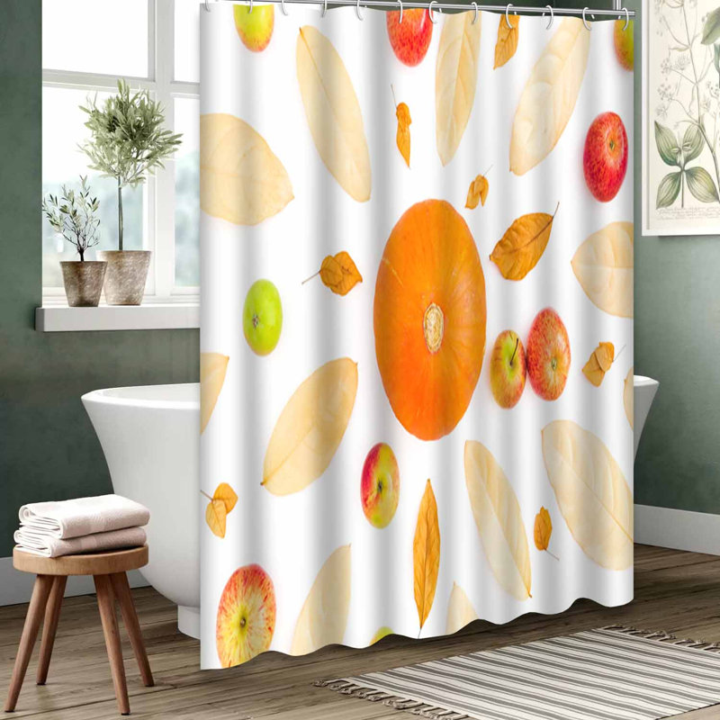 Rideau de douche orange imperméable, rideaux de douche pour la salle de bain avec 12 crochets, L 72 po x l 84 po