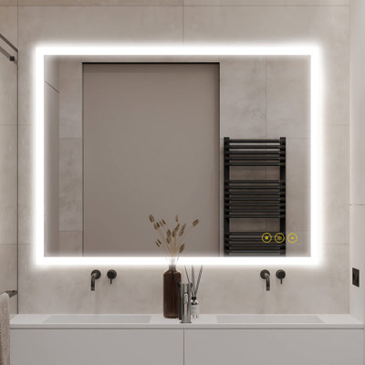 Amirie LED Bathroom Mirror: Versatile Horizontal/Vertical Mounting, Anti-Fog Feature, Adjustable Lighting, Ideal for Your Vanity Setup