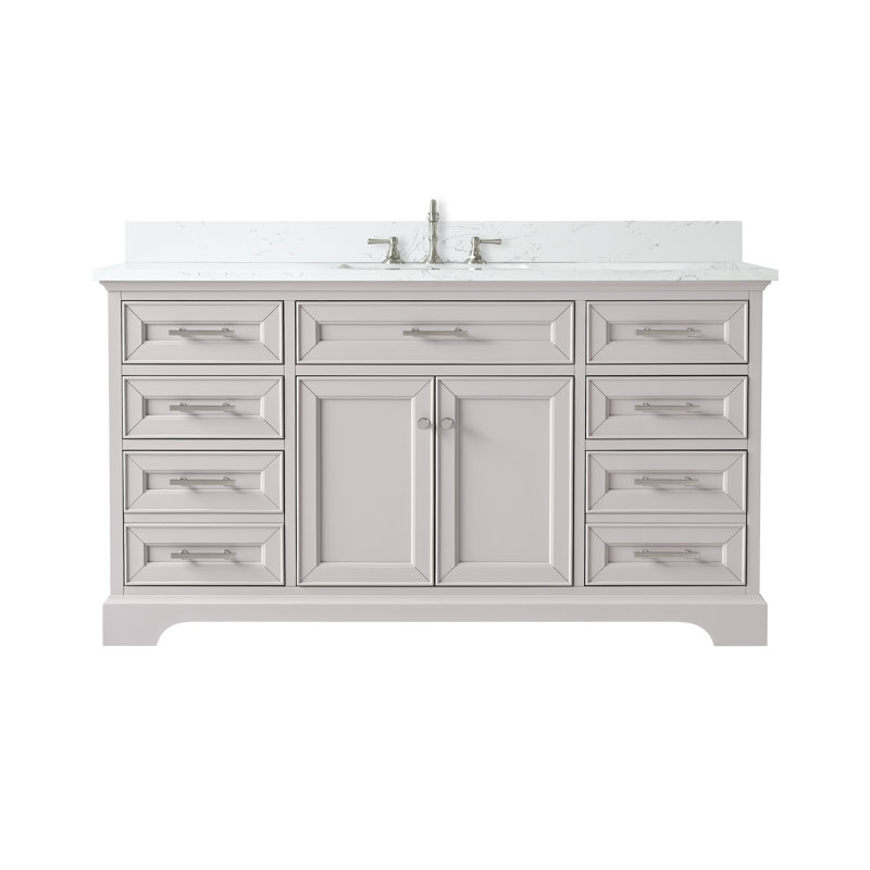 Thompson 60" W Single Bathroom Vanity, Taupe/Brushed Nickel