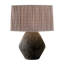 Artifact Table Lamp With Gingham Brown Shade-1660097121