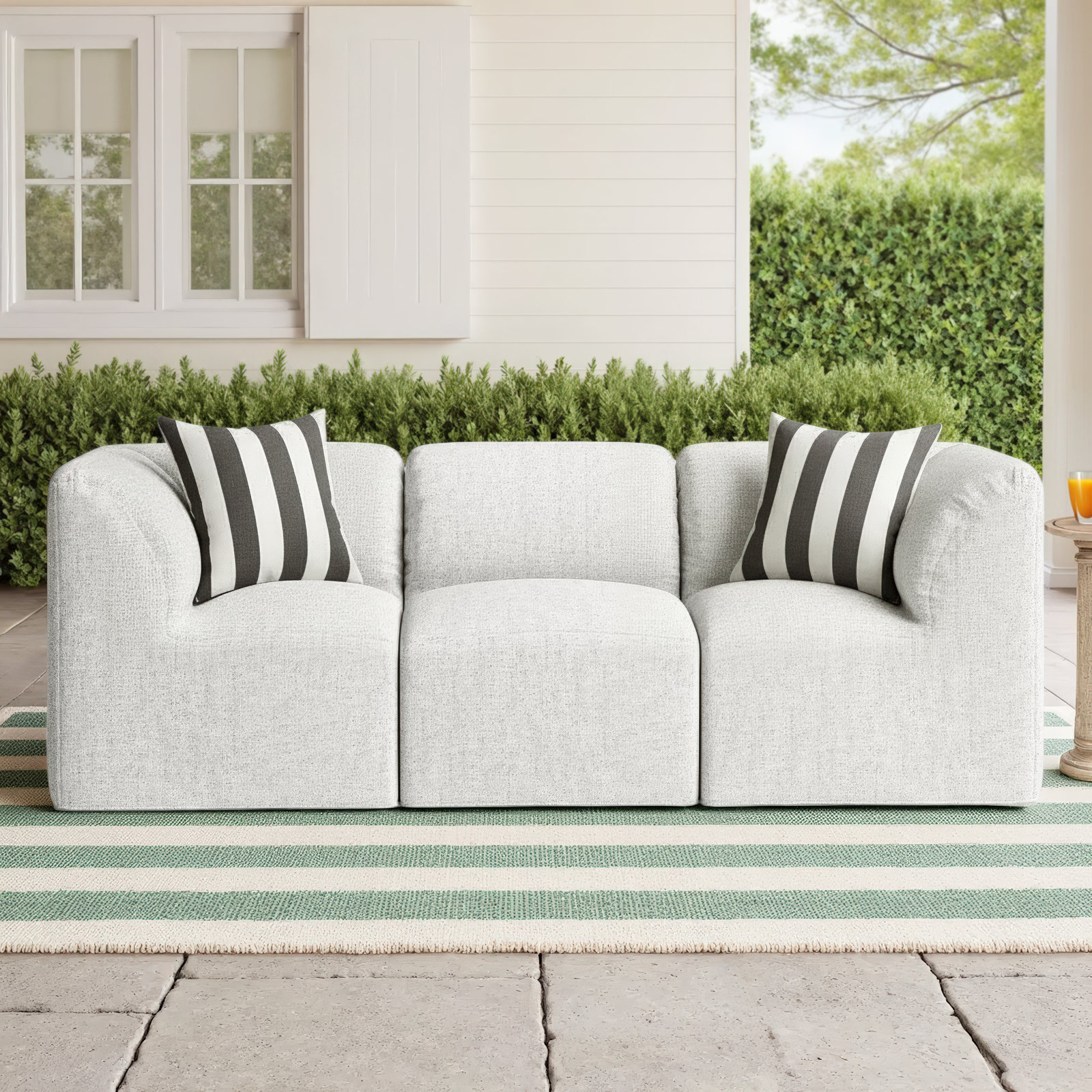 Praia 96" Sunbrella Outdoor Sofa, Canvas White Sunbrella® Canvas