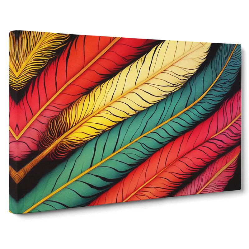 Colourful Bird Feathers Vol.1 - Wrapped Canvas, 50cm H x 76cm W x 3cm D