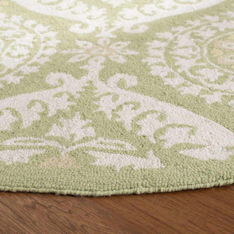Holmsten Hand Hooked Wool Pile Floral Rug, Oval 4'6" x 6'6" 