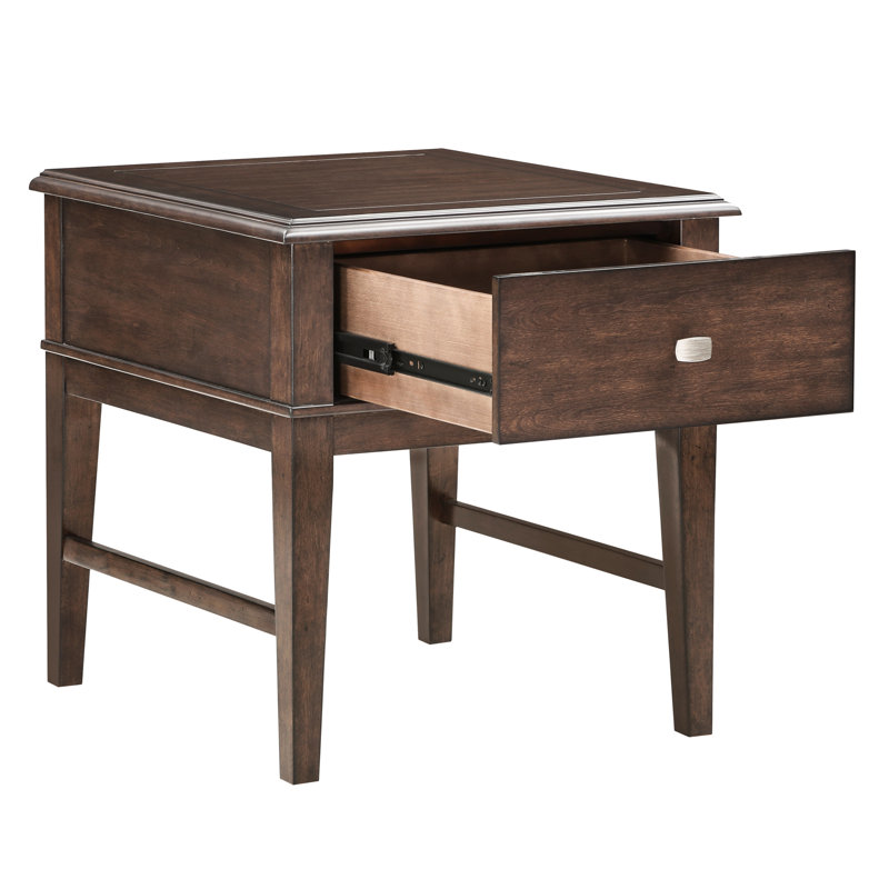 Table de bout de salon classique en brun avec tiroir et fonction rectangulaire de charge et de tiroir, meubles de maison