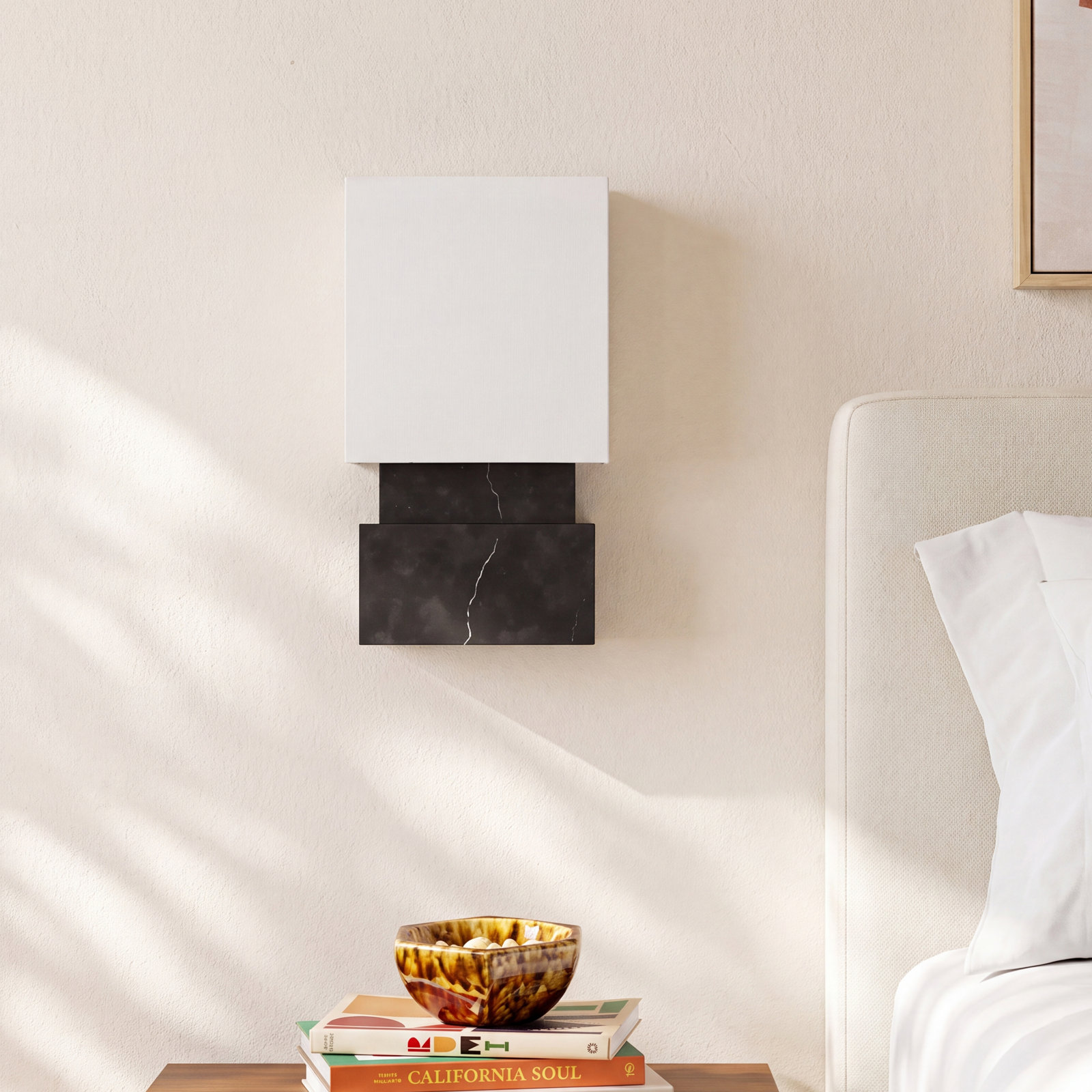 Sanzia 2 Light Dimmable Flush Mounted Sconce, Black Marble