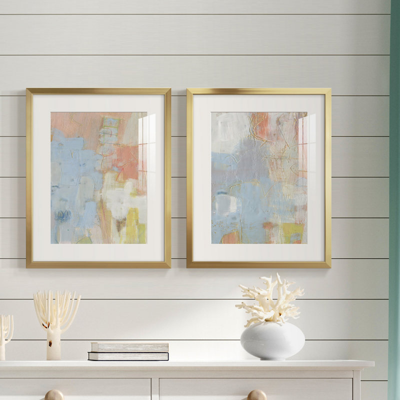 Cully I Cully I - Matted and Framed Under Acrylic Glass, Set of 2, Large Living Room Wall Art