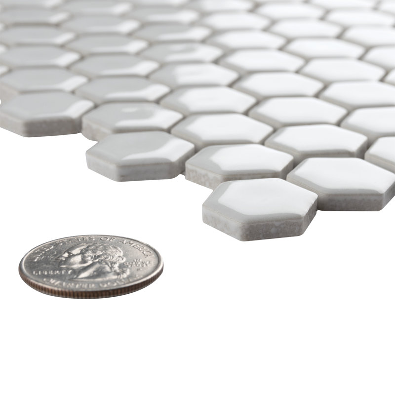 Colmena Hex Matte White 11-1/2" x 11-5/8" Porcelain Mosaic Tile, White