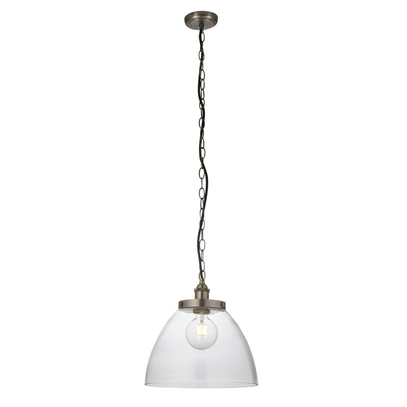 Anais 1 - Light Dome Pendant, Brushed silver paint & clear glass
