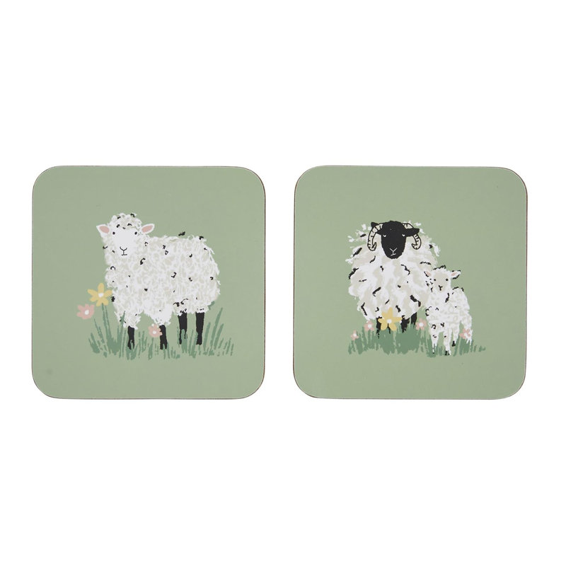 Woolly Sheep Square 4 Piece Coaster Set