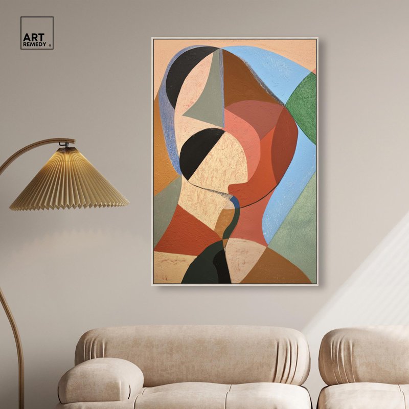 "Curved Planes II", impression sur toile par Art Remedy, cadre argenté, 30 x 45, H 46 po x l 31 po, Cadre argenté