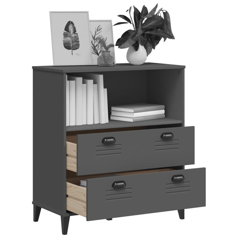 Aurther 90cm H x 80cm W Bookcase, Anthracite Grey