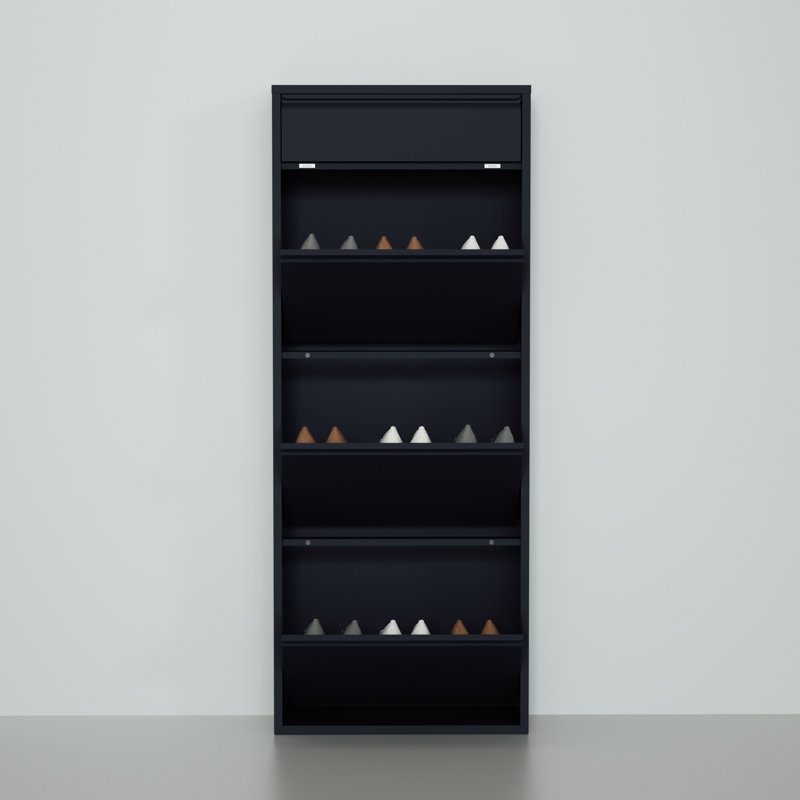 Shoe Cabinet Rack With Extra Top Drawer For Accessories, Black