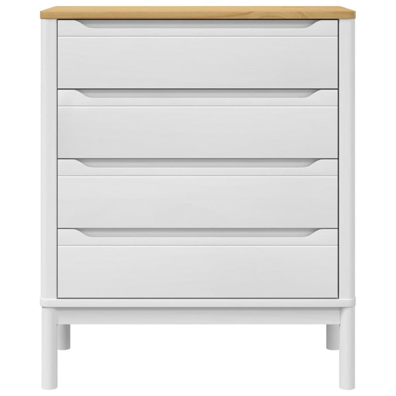 Commode en bois de pin massif FLORO Latitude Run®, Brun / blanc