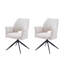 Ensemble de chaises de salle à manger en tissu composé de 2 chaises rotatives modernes à coussin souple, d'un fauteuil à dossier confortable, d'un fauteuil roulant de cuisine / salon / bureau à domicile, blanc
