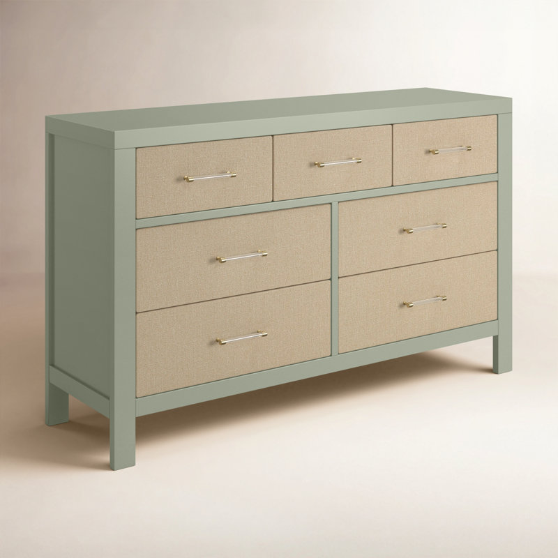Eloise 7-Drawer Assembled Dresser, French Sage/Performance Sand Eco-Weave