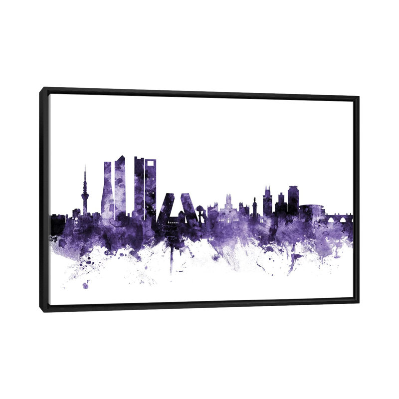 Madrid Madrid Skyline par Michael Tompsett, impression sur toile, H 18 po x l 26 po x P 1,5 po, Pas de tapis