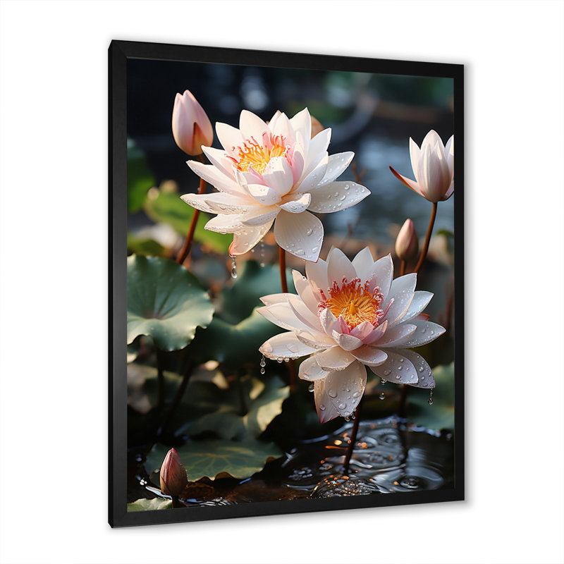 Pazar Égypte lotus sérénité I - impression, Cadre photo noir, H 40 po x l 30 po x P 1,5 po