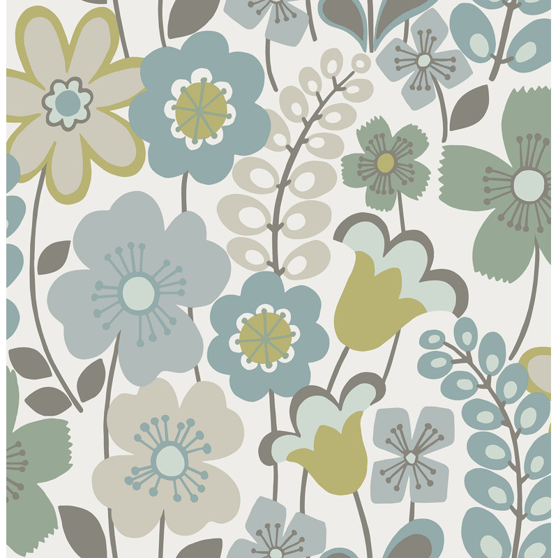 Paez 10.06m x 52.07cm Semi-Gloss Wallpaper Roll, Green