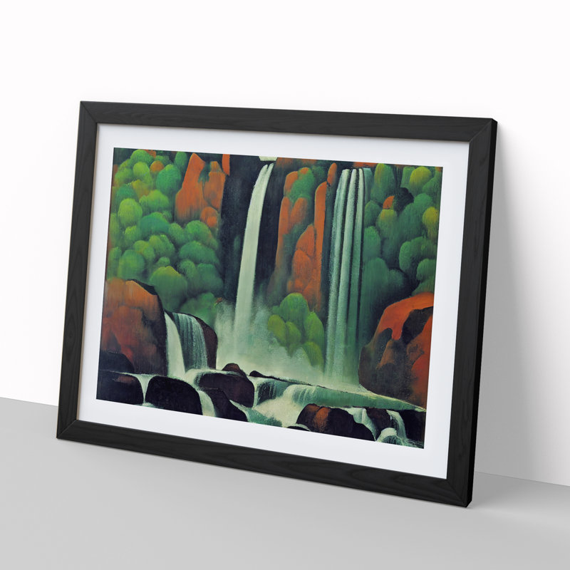 Charming Waterfall - Single Picture Frame Painting, Black, 25cm H x 34cm W x 2cm D