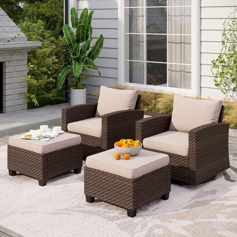 Ensemble de sièges d'extérieur en osier pour patio, Beige