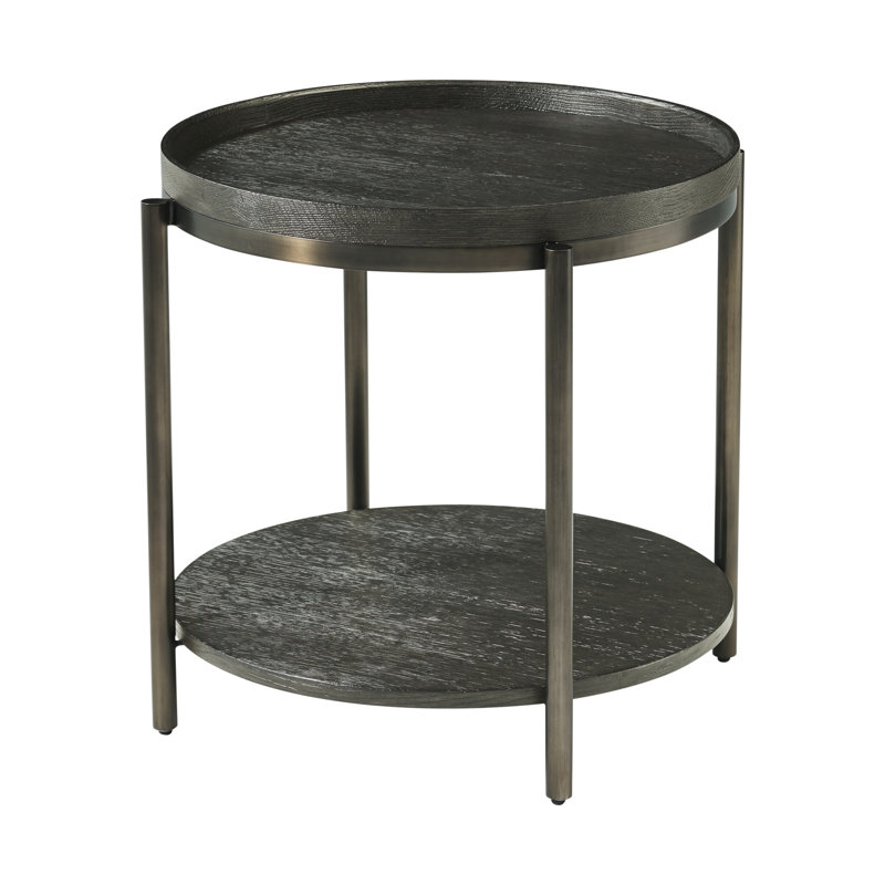 Repose Solid Wood Top End Table, 22" H x 24.25" W x 24.25" D, Charcoal Oak
