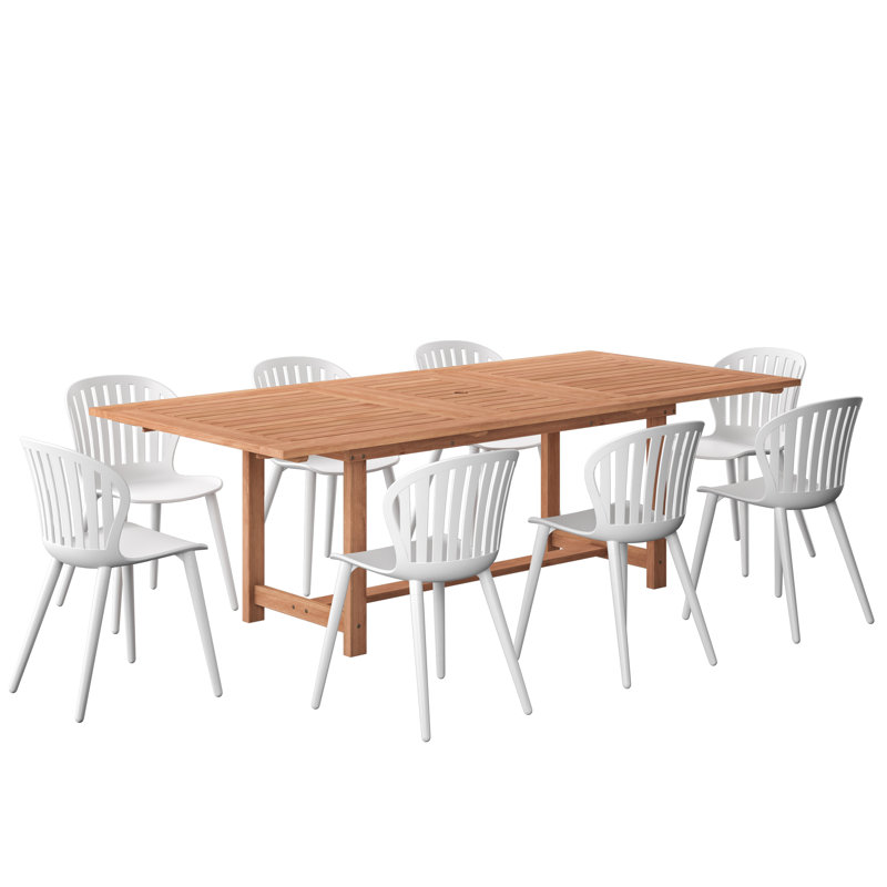 Anautica Outdoor Patio 9pc Dining Set, White