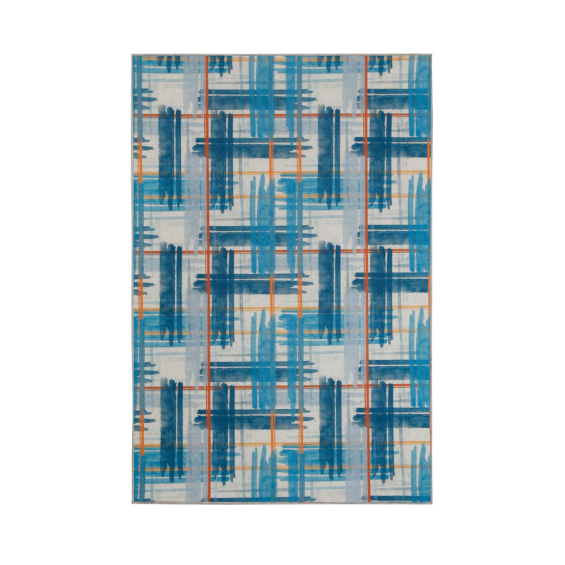 Soft Hall Carpet 2.6 x 4.9 Feet | 100% Polyester, 0.04 in Pile Height | Antibacterial, Non-Slip Underside | Woven with 3D Digital Printing | Machine Washable | Durable & Stylish for Entryways & Living Rooms