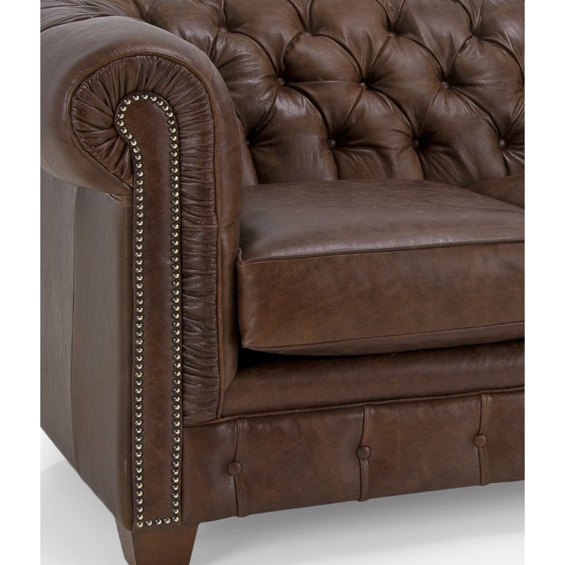Melany Upholstered 86'' Sofa, Cognac Brown