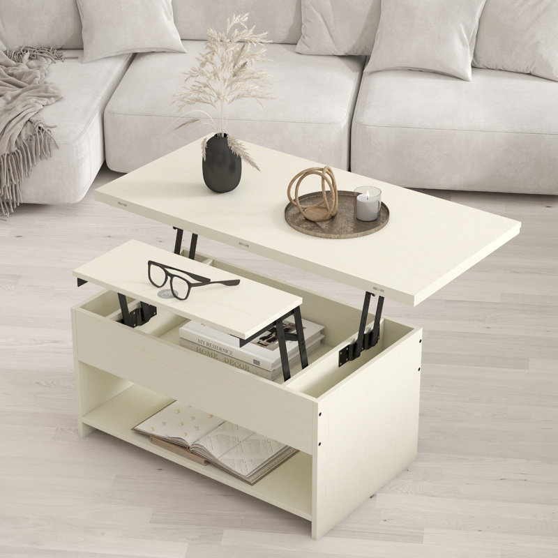 Agnes Lift-Top Coffee Table With Storage For The Living Room, White