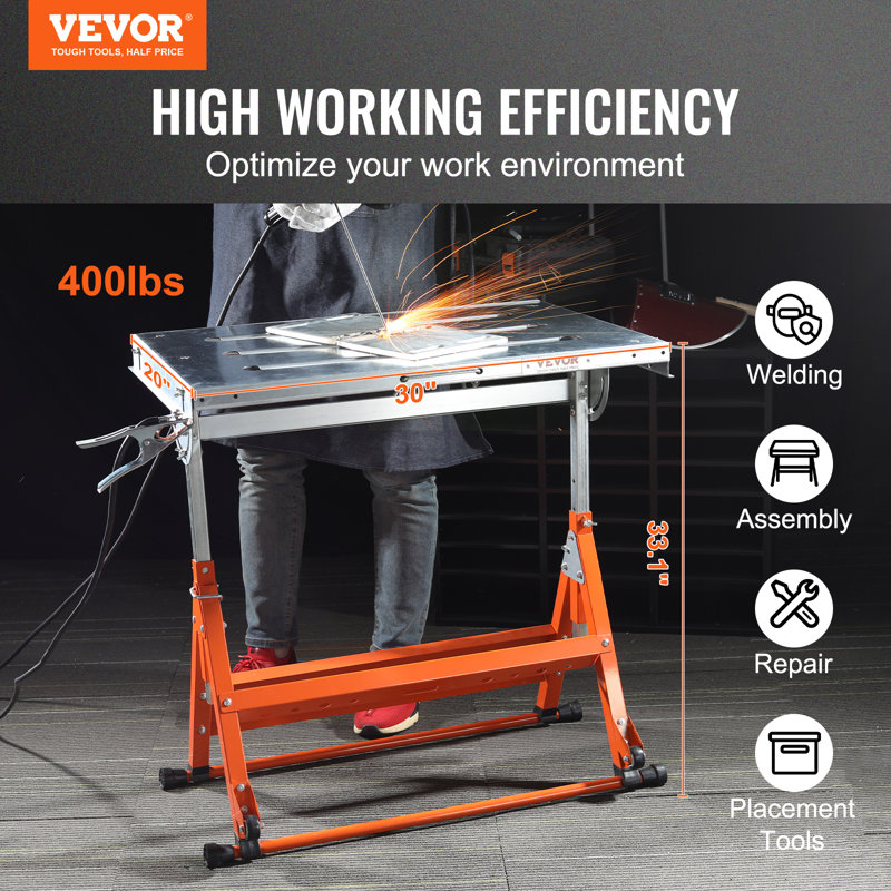 30.3'' W Height-Adjustable Workbench with Wheels