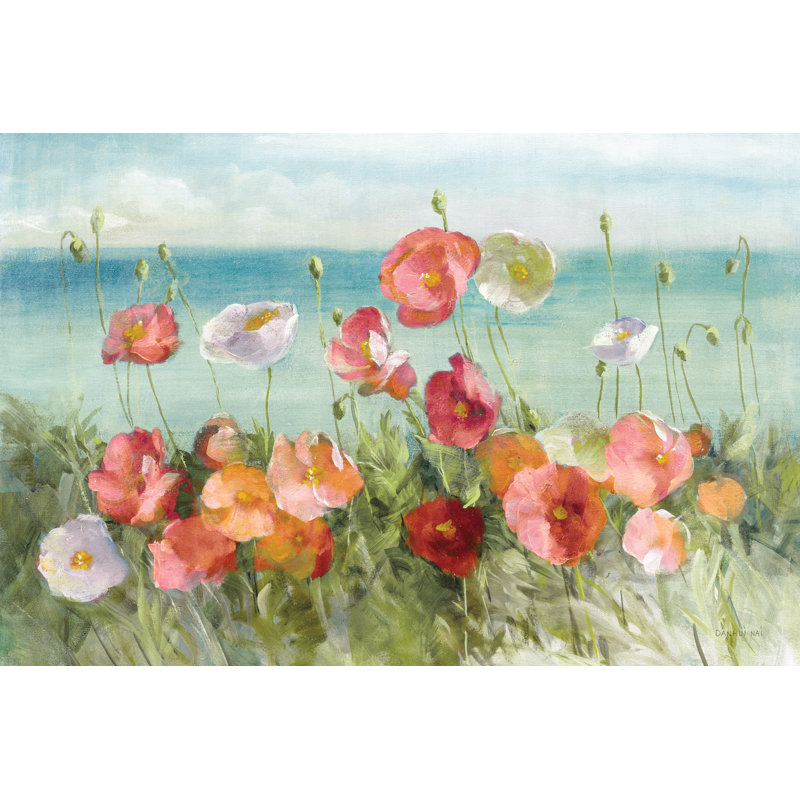 Coastal Poppies Light. by Danhui Nai - Wrapped Canvas Painting, 51cm H x 76cm W