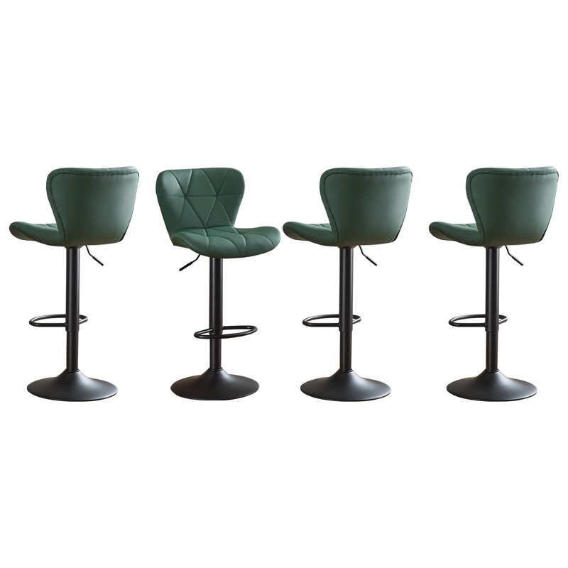 Ensemble de tabourets de bar pivotants 4 pièces - Tabourets de comptoir à hauteur réglable avec dossier, Vert
