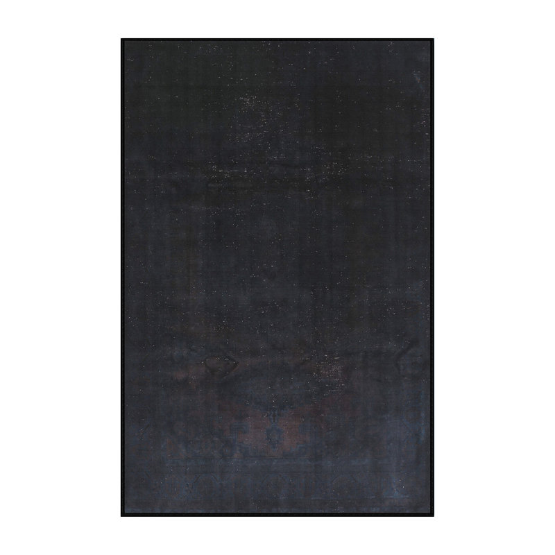 Tapis décoratif noir contemporain, Rectangle 5 pi x 7 pi