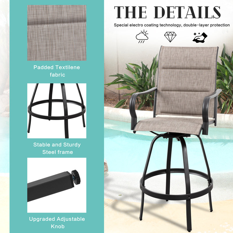 3-piece patio rotating bar set, Brown