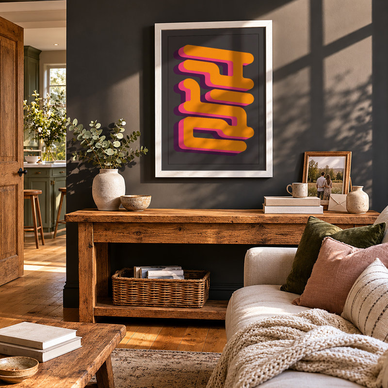 Stacked Rhythm Geometric - Framed Print, A3 - 42.0 x 29.7 cm, White